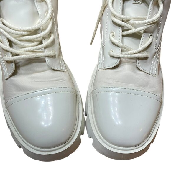 Nine West Womens White Chunky Lace-Up Combat Boots Size 9M - Picture 13 of 15